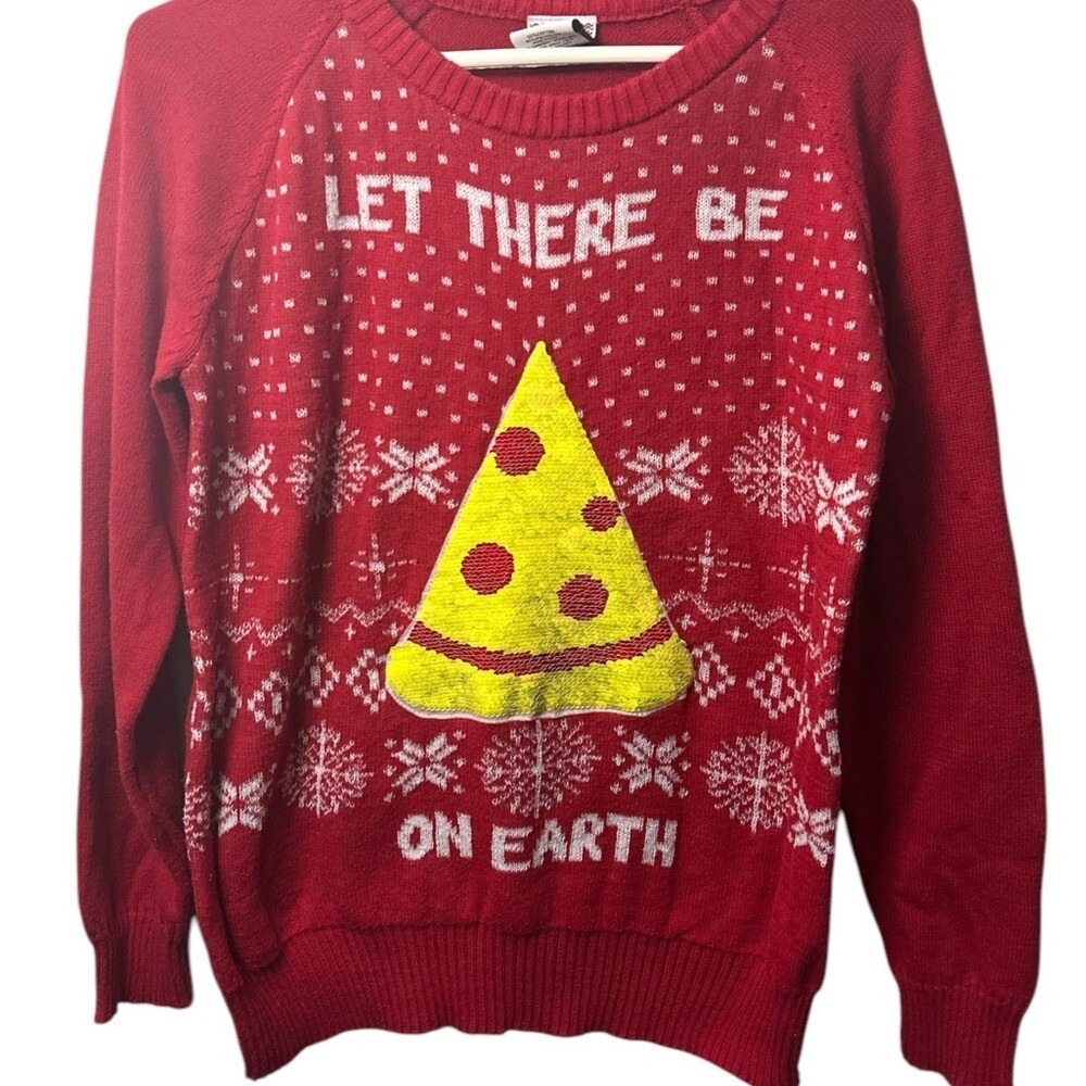 Well Worn Red Pizza Graphic Sweater
